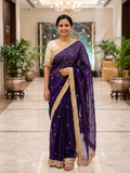 Purple Space Satin Sequence Work Saree for Party & Wedding | RD APEXA