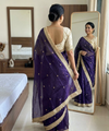 Purple Space Satin Sequence Work Saree for Party & Wedding | RD APEXA