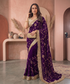 Purple Space Satin Sequin Bits Work Saree for Party Wear | RD RAADO