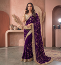 Purple Space Satin Sequin Bits Work Saree for Party Wear | RD RAADO