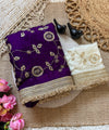 Purple Space Satin Sequin Bits Work Saree for Party Wear | RD RAADO