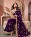 Purple Space Satin Sequin Bits Work Saree for Party Wear | RD RAADO