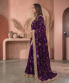 Purple Space Satin Sequin Bits Work Saree for Party Wear | RD RAADO