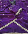 Purple Space Satin Sequin Saree with Mirror Lace Border | RD SANVI