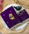 Purple Space Satin Sequin Saree with Mirror Lace Border | RD SANVI