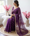 Purple Space Satin Sequin Saree with Mirror Lace Border | RD SANVI