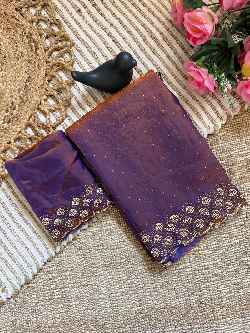 Purple Space Silk Jarkan Work Saree for Wedding & Party | RD TAMANAH