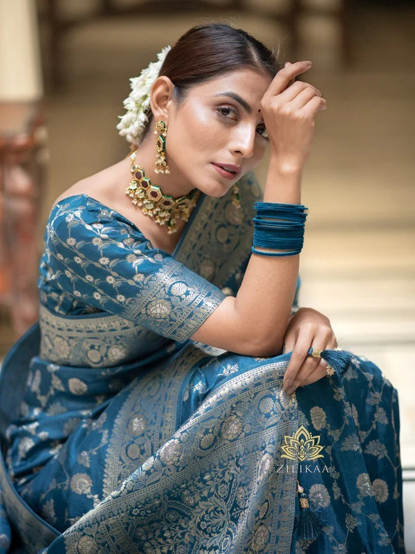 Rama Banarasi Silk Saree | Ethnic Wear for Women