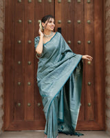 Rama Banarasi Silk Saree | Traditional Zari Weave