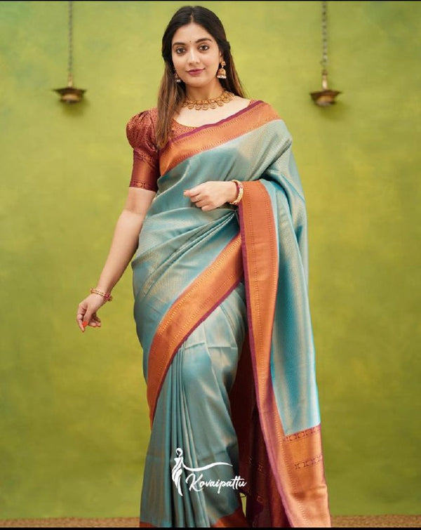 Rama Banarasi Silk Saree | Wedding & Festive Wear