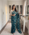 Rama Chiffon Party Wear Saree with Siroski & Moti Work | RD KHUSHI