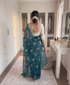 Rama Chiffon Party Wear Saree with Siroski & Moti Work | RD KHUSHI