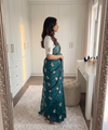 Rama Chiffon Party Wear Saree with Siroski & Moti Work | RD KHUSHI
