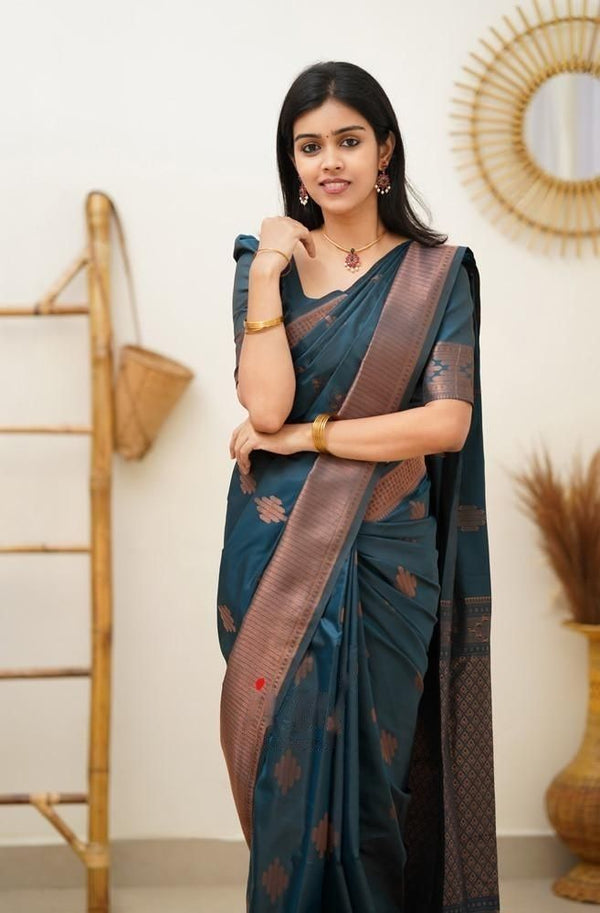 Rama Jacquard Silk Saree | Ethnic Wear for Women detail view