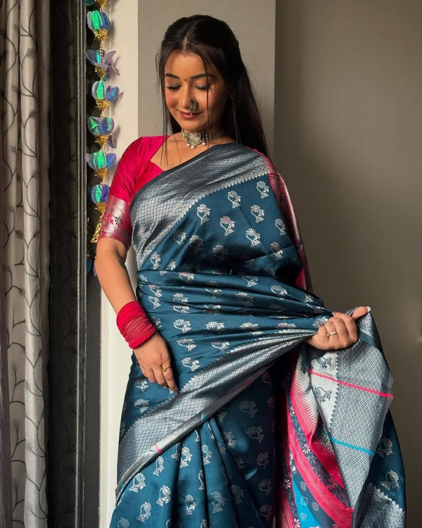 Rama Paithani Silk Saree | Bridal & Festive Wear