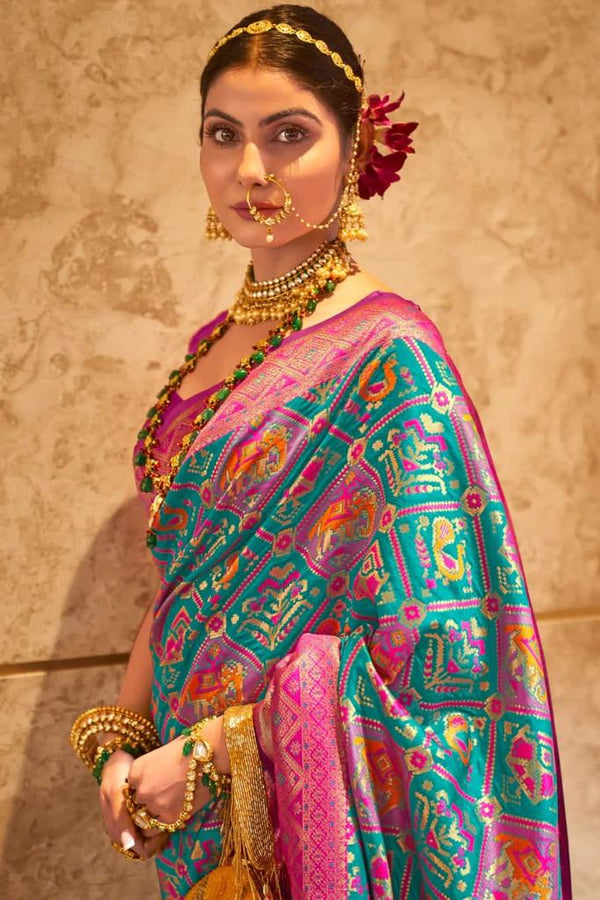 Rama Paithani Silk Saree | Festive & Party Wear