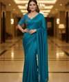 Rama Satin Bollywood Saree with Moti Work Designer Blouse | RD DIVISHA