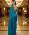 Rama Satin Bollywood Saree with Moti Work Designer Blouse | RD DIVISHA