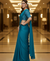 Rama Satin Bollywood Saree with Moti Work Designer Blouse | RD DIVISHA