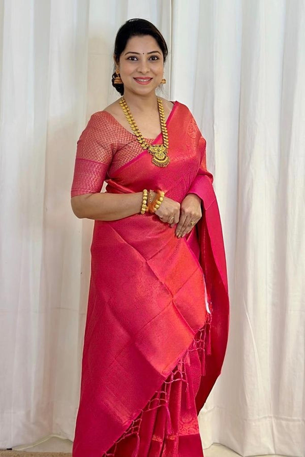 Rani Pink Banarasi Silk Saree | Bridal & Festive Wear