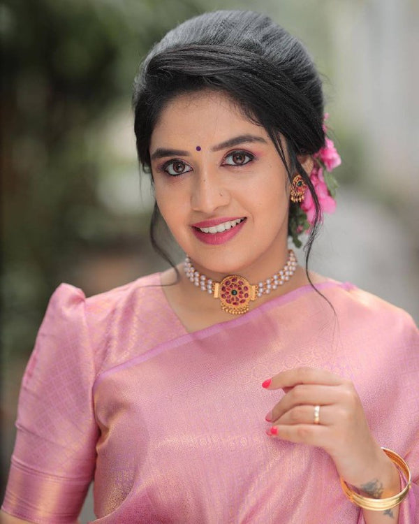 Rani Pink Banarasi Silk Saree | Festive & Party Wear