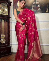 Rani Pink Banarasi Silk Saree | Wedding & Festive Wear