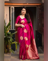 Rani Pink Banarasi Silk Saree | Wedding & Festive Wear