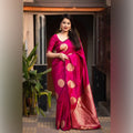 Rani Pink Banarasi Silk Saree | Wedding & Festive Wear
