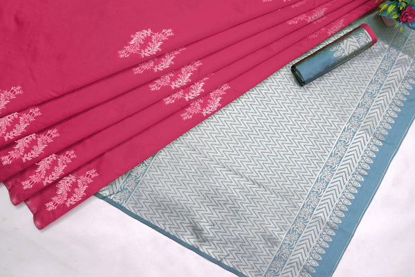 Rani Pink Banarasi Silk Saree | Wedding & Reception Wear detail view