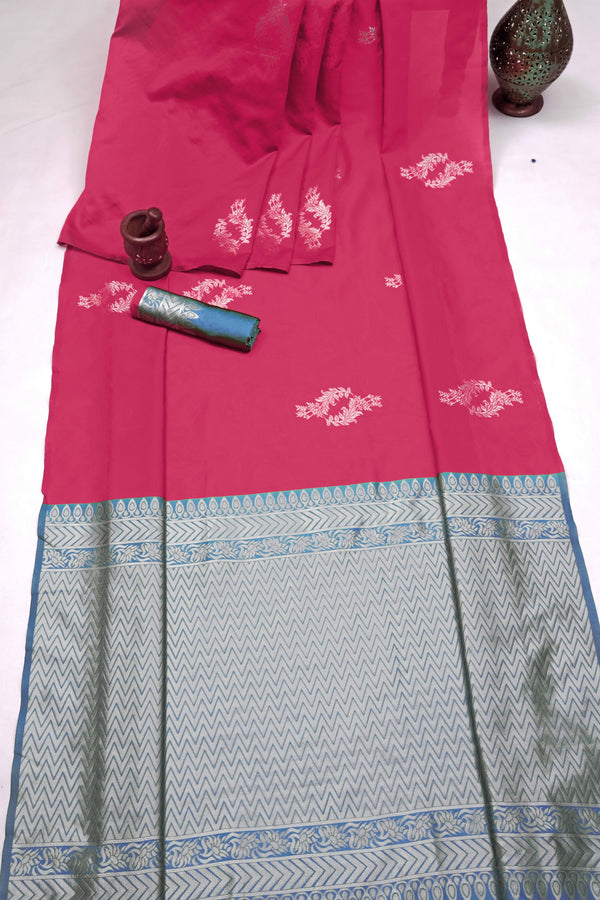 Rani Pink Banarasi Silk Saree | Wedding & Reception Wear