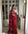 Rani Pink Chiffon Party Wear Saree with Siroski & Moti Work | RD KHUSHI