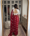 Rani Pink Chiffon Party Wear Saree with Siroski & Moti Work | RD KHUSHI