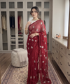 Rani Pink Chiffon Party Wear Saree with Siroski & Moti Work | RD KHUSHI