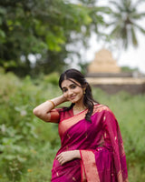 Rani Pink Cotton Saree | Festival & Ceremony Wear