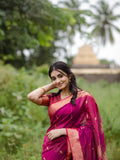 Rani Pink Cotton Saree | Festival & Ceremony Wear