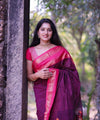 Rani Pink Jacquard Silk Saree | Bridal & Festive Wear