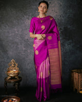Rani Pink Jacquard Silk Saree | Ethnic Wear for Women