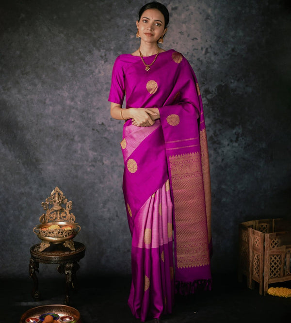 Rani Pink Jacquard Silk Saree | Ethnic Wear for Women