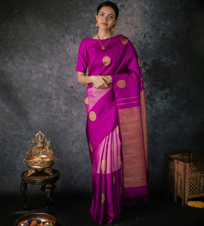 Rani Pink Jacquard Silk Saree | Ethnic Wear for Women