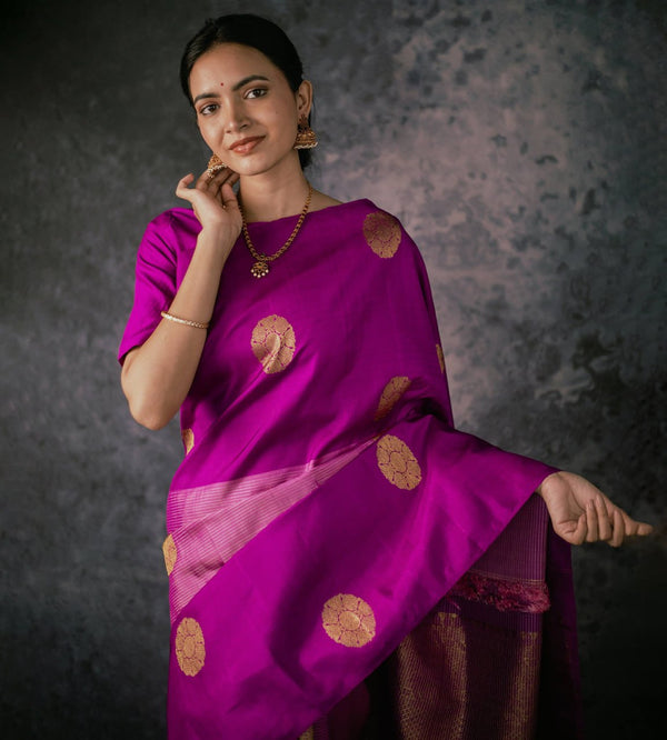 Rani Pink Jacquard Silk Saree | Ethnic Wear for Women