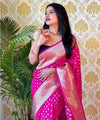 Rani Pink Jacquard Silk Saree | Festival & Ceremony Wear