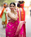 Rani Pink Jacquard Silk Saree | Festival & Ceremony Wear