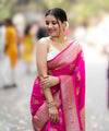 Rani Pink Jacquard Silk Saree | Festival & Ceremony Wear
