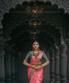 Rani Pink Jacquard Silk Saree | Rich Zari Border Saree