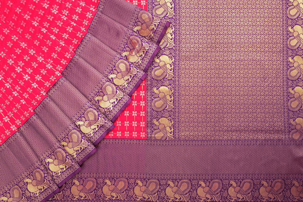 Rani Pink Jacquard Silk Saree | Rich Zari Border Saree