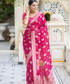 Rani Pink Jacquard Silk Saree | Traditional Wedding Wear