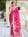 Rani Pink Jacquard Silk Saree | Traditional Wedding Wear