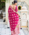 Rani Pink Jacquard Silk Saree | Traditional Wedding Wear