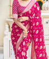 Rani Pink Jacquard Silk Saree | Traditional Wedding Wear