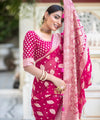 Rani Pink Jacquard Silk Saree | Traditional Wedding Wear